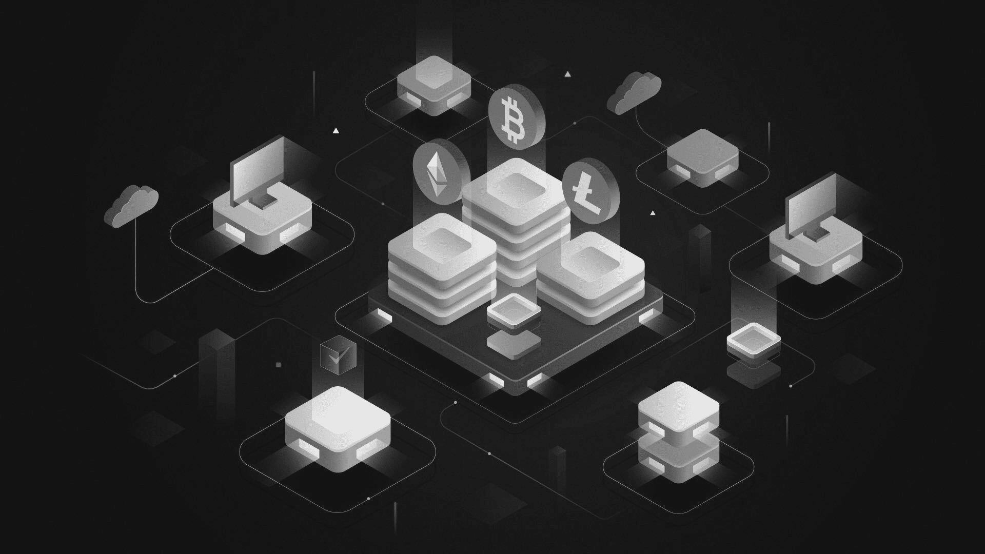 Promotional graphic illustrating Web3 media, blockchain content, or crypto marketing solutions